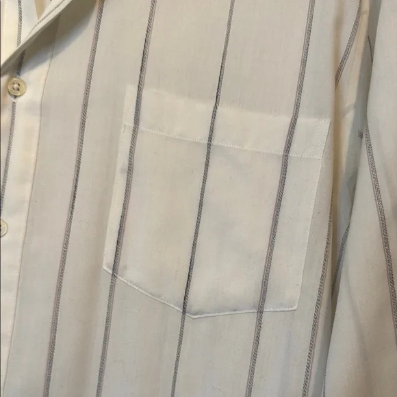 Yves Saint Laurent Men's Off White Striped Dress Shirt - Picture 8 of 9
